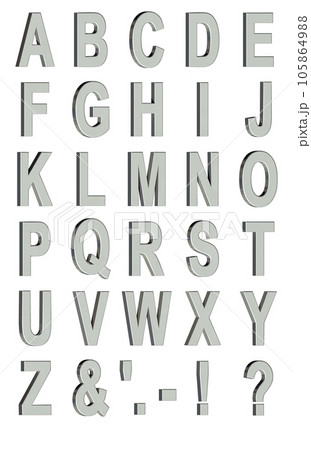 3D Font Pack 1［Alphabet/cap/立体文字/アルファベット］シルバー,銀 105864988