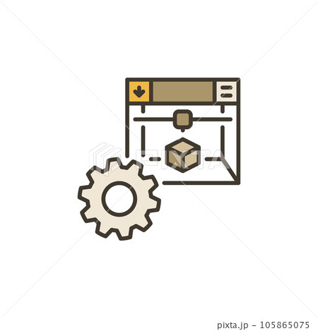 Gear with 3D printer vector Printing Settings colored icon Gear with 3D printer vector Printing Settings colored icon 105865075