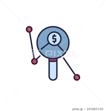 Magnifying Glass with Dollar Inflation Graph vector concept colored icon Magnifying Glass with Dollar Inflation Graph vector concept colored icon 105865330