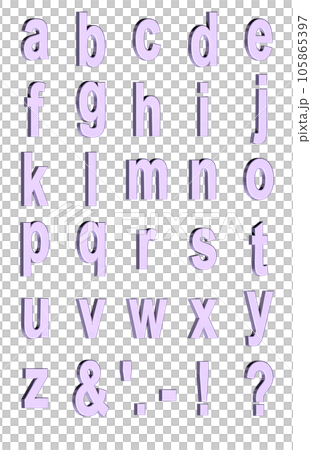 3D Font Pack 1［Alphabet/sml/立体文字/アルファベット］パープル,紫 105865397