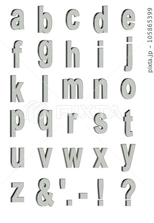 3D Font Pack 1［Alphabet/sml/立体文字/アルファベット］シルバー,銀 105865399