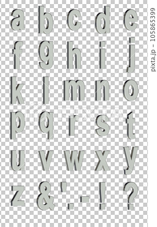 3D Font Pack 1［Alphabet/sml/立体文字/アルファベット］シルバー,銀 105865399