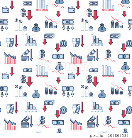 Devaluation and Financial Crisis concept vector seamless pattern 105865582