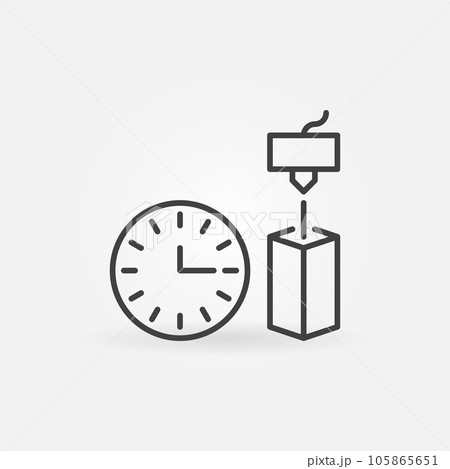 Vector 3D Printing Time concept outline icon or sign 105865651
