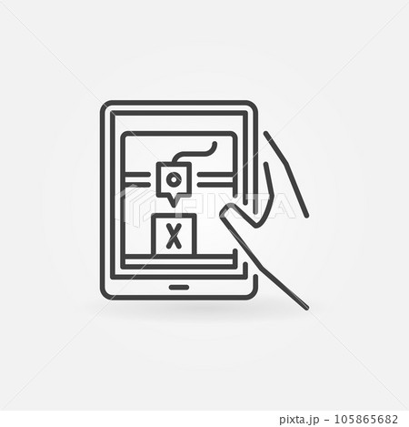 3D Printing online on Tablet vector concept linear icon 105865682