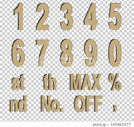 3D字體包1【數字/立體字母/數字】金色、金色 105865877