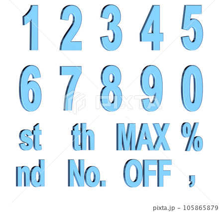 3D Font Pack 1［Number/立体文字/数字］ブルー,青 105865879