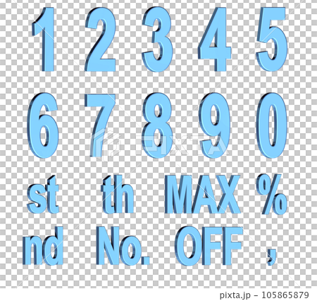 3D Font Pack 1［Number/立体文字/数字］ブルー,青 105865879