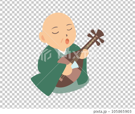 かわいい琵琶法師（座頭）のイラスト 105865903