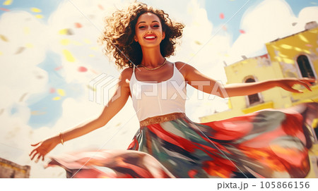 ダンスを踊るラテン女性 Latin lady dancing graphic imageAI生成画像 ダンスを踊るラテン女性 Latin lady dancing graphic imageAI生成画像 105866156
