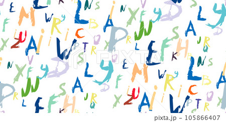 Alphabet symbols color vector seamless pattern 105866407