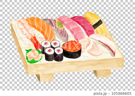 手繪水彩江戶前壽司插畫 105866605