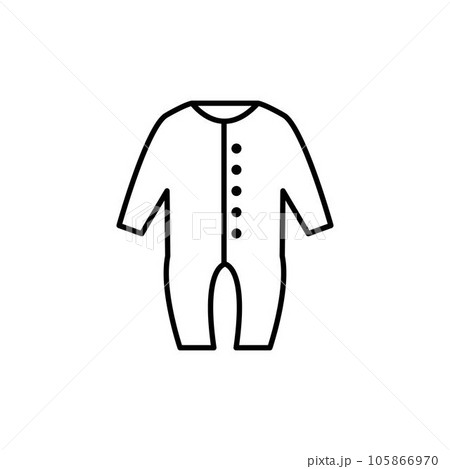Clean baby fastened detached romper with sleeves and long legs trousers isolated thin line icon. 105866970