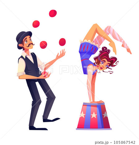 Male juggler and female acrobat Male juggler and female acrobat 105867542