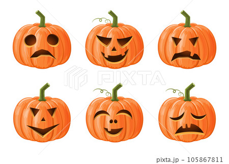 Set of halloween pumpkin . Jack o'lantern . Isolated background . Vector . Set of halloween pumpkin . Jack o'lantern . Isolated background . Vector . 105867811