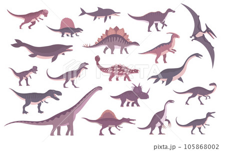 Set of ancient carnivorous and herbivorous dinosaurs Set of ancient carnivorous and herbivorous dinosaurs 105868002