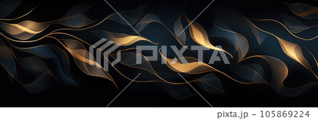 Luxury black and gold floral line background 105869224