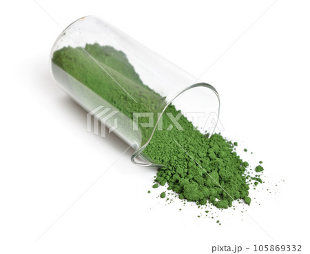 Chromium III oxide or chromia on white background Chromium III oxide or chromia on white background 105869332
