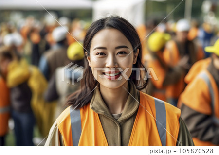 ボランティア活動をする日本人女性「AI生成画像」 105870528