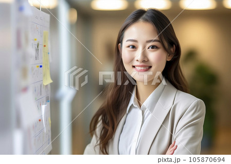オフィスで仕事をする起業家の日本人女性「AI生成画像」 105870694