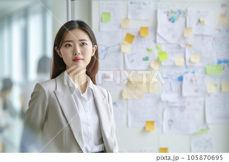 オフィスで仕事をする起業家の日本人女性「AI生成画像」 105870695