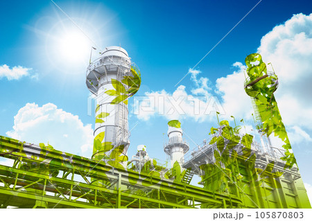 Green Industry. Eco power plant, Petroleum production saving environmental. Sustainable Factory concept Green Industry. Eco power plant, Petroleum production saving environmental. Sustainable Factory concept 105870803