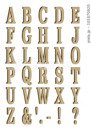3D Font Pack 2［Alphabet/cap/立体文字/アルファベット］ゴールド,金 105870920