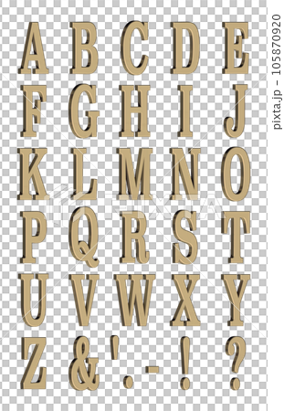 3D Font Pack 2［Alphabet/cap/立体文字/アルファベット］ゴールド,金 105870920