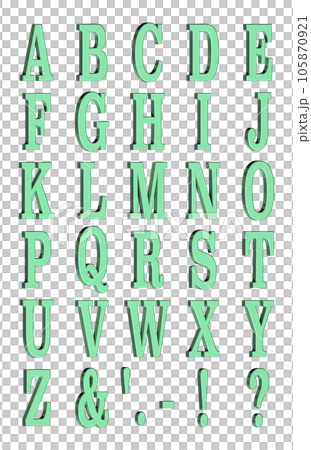 3D Font Pack 2［Alphabet/cap/立体文字/アルファベット］グリーン,緑 105870921