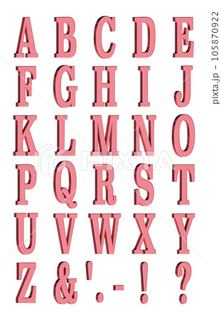 3D Font Pack 2［Alphabet/cap/立体文字/アルファベット］レッド,赤 105870922