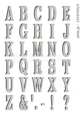 3D Font Pack 2［Alphabet/cap/立体文字/アルファベット］シルバー,銀 105870924