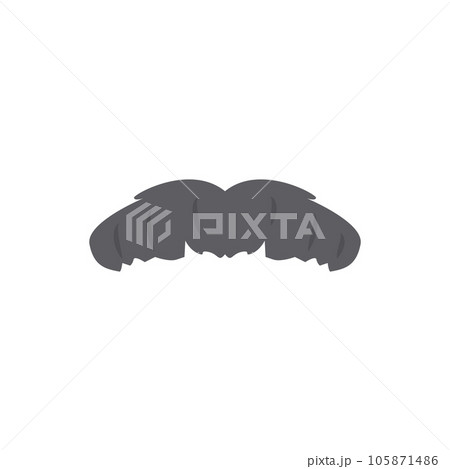 Grey mustache, flat vector illustration isolated on white background. 105871486