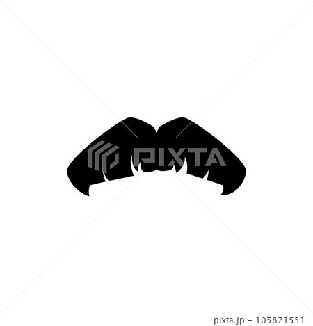 Retro elegant mustache black silhouette, flat vector illustration isolated on white background. 105871551