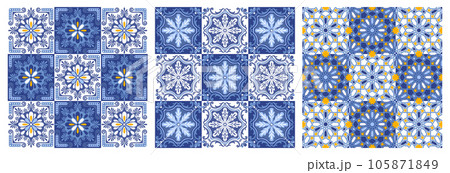 Azulejo Tile Mosaic Seamless Pattern 105871849