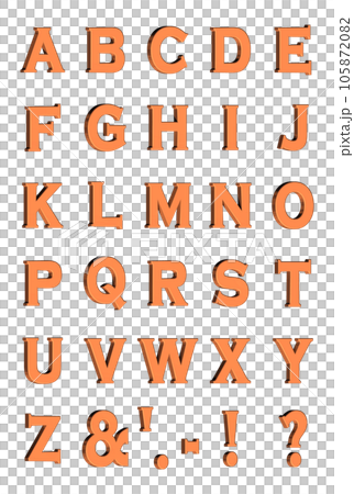3D Font Pack 3［Alphabet/sml/立体文字/アルファベット］オレンジ,橙 105872082