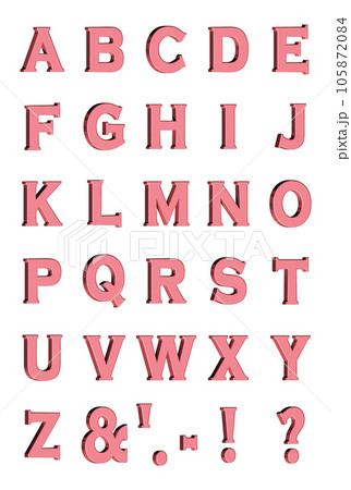 3D Font Pack 3［Alphabet/sml/立体文字/アルファベット］レッド,赤 105872084
