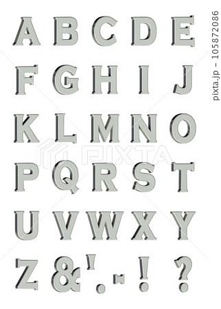 3D Font Pack 3［Alphabet/sml/立体文字/アルファベット］シルバー,銀 105872086