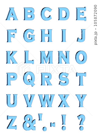 3D Font Pack 3［Alphabet/sml/立体文字/アルファベット］ブルー,青 105872090