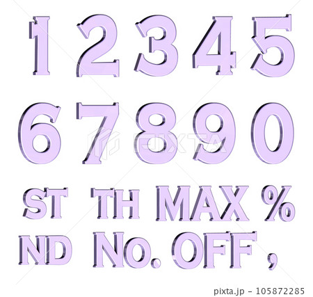 3D Font Pack 3［Number/立体文字/数字］パープル,紫 105872285