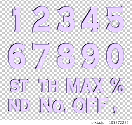3D Font Pack 3［Number/立体文字/数字］パープル,紫 105872285