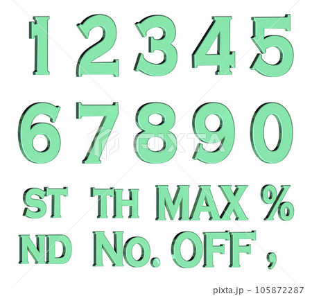 3D Font Pack 3［Number/立体文字/数字］グリーン,緑 105872287