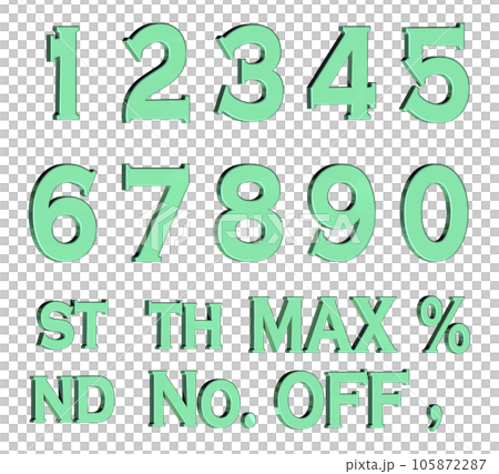 3D Font Pack 3［Number/立体文字/数字］グリーン,緑 105872287