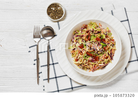 fresh coleslaw with cabbage, carrots, onion, pecan fresh coleslaw with cabbage, carrots, onion, pecan 105873320