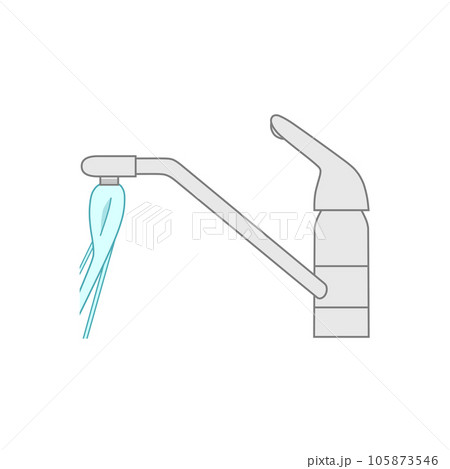 先端の泡沫金具をはずしたステンレス製のシングルレバー式混合水栓（外ネジタイプ、吐水、水道、蛇口） 105873546