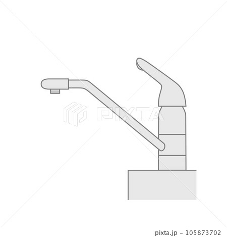 先端の泡沫金具をはずしたステンレス製のシングルレバー式混合水栓（外ネジタイプ、吐水口、水道、蛇口） 105873702