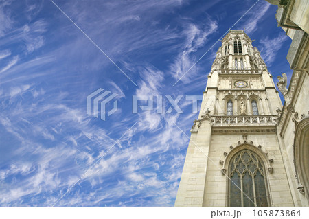 Great gothic church of Saint Germain l Auxerrois (against the background of sky with clouds), Paris, France Great gothic church of Saint Germain l Auxerrois (against the background of sky with clouds), Paris, France 105873864
