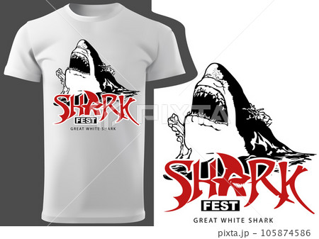 Great White Shark with Terrifying Jaws 105874586