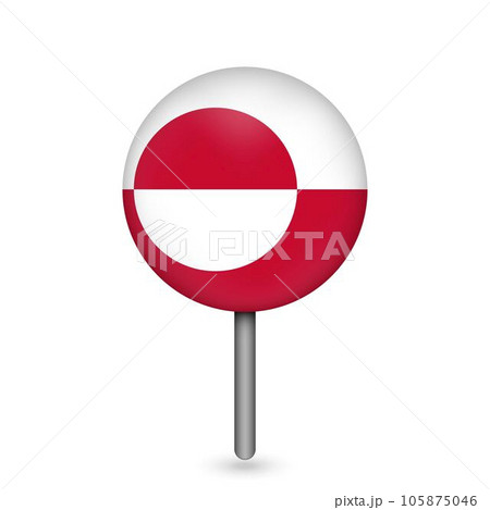 Map pointer with country Greenland. Greenland flag. Vector illustration. Map pointer with country Greenland. Greenland flag. Vector illustration. 105875046