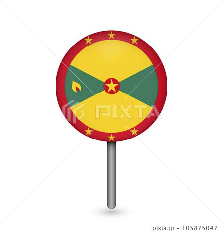 Map pointer with country Grenada. Grenada flag. Vector illustration. 105875047
