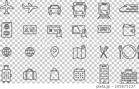 Travel-related line drawing icon set Travel-related line drawing icon set 105875137
